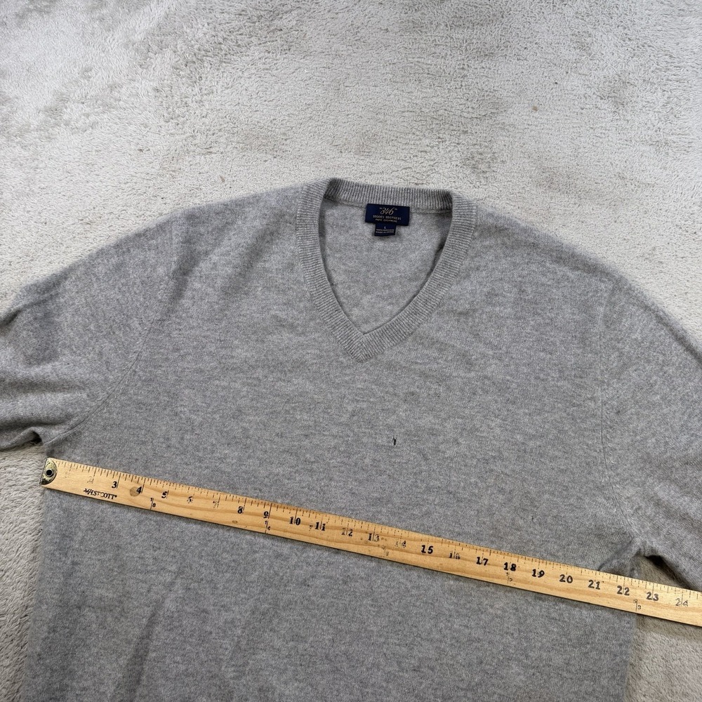 Brooks Brothers Sweater Men Large Grey 100% Cashmere Crewneck Pullover Pure Soft - Picture 6 of 10